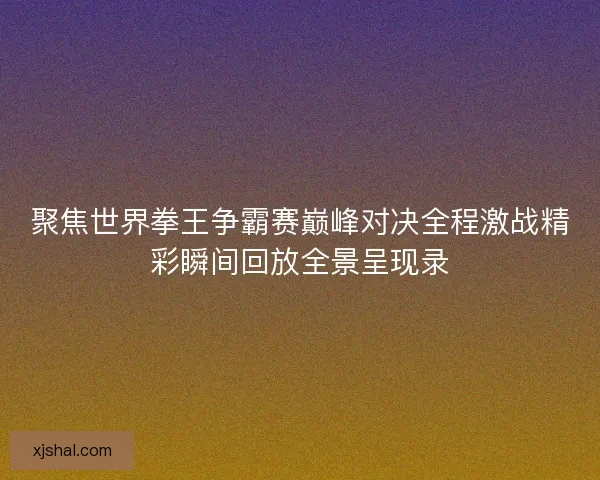 聚焦世界拳王争霸赛巅峰对决全程激战精彩瞬间回放全景呈现录